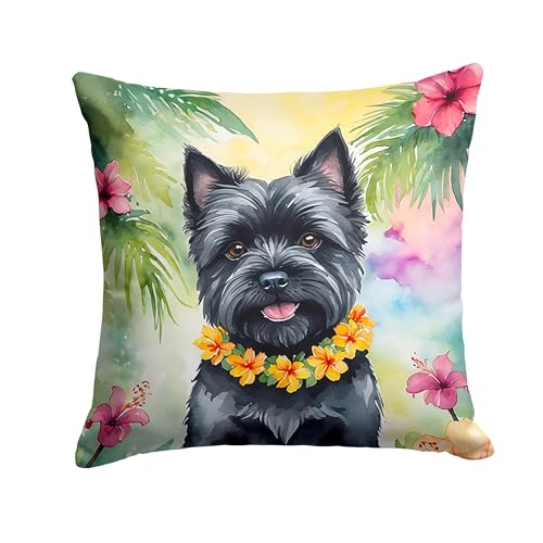 Caroline's Treasures Luau Party Decorative Throw Pillow, 18Hx18W, Cairn Terrier 6397