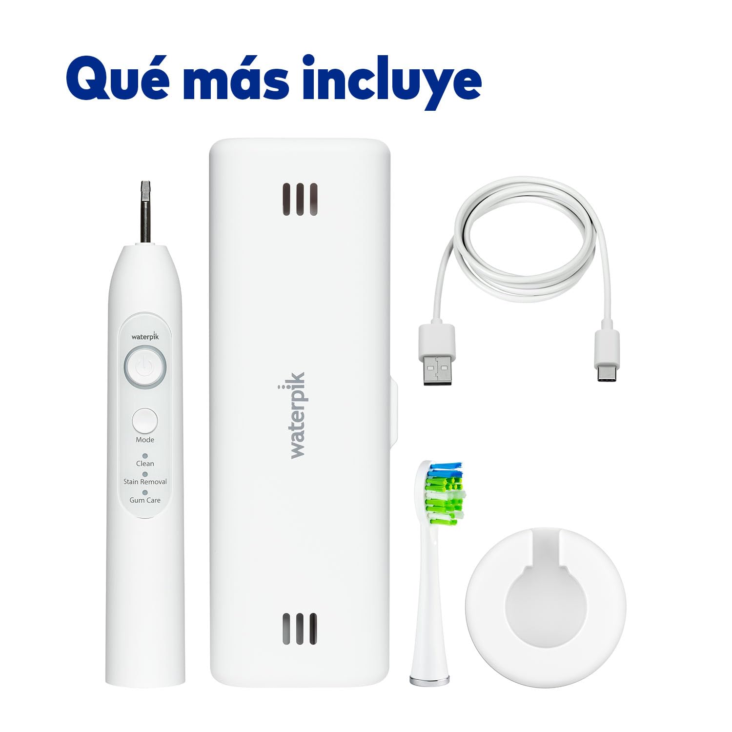 Waterpik Sensonic Cepillo de Dientes Sónico Eléctrico para Adultos con 3 Modos de Higiene, Batería Recargable, Estuche de Viaje, Cargador USB, Color Blanco STW-03EU