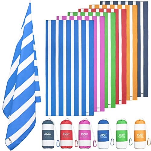 Bogi Microfiber Beach Towel Set, Quick Dry Beach Towel, Lightweight Absorbent Oversized Travel Towel, Sand Proof Compact Pool Towels For Travel Bath Beach Swim Gym Yoga（L 63''X31.5''） #TOP12