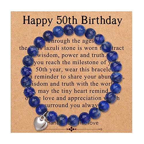 D Dongjiangjin Gift Cadeau d'anniversaire pour femme, bracelet en lapis lazuli de 40 à 50 ans, cadeau d'anniversaire pour femme, amie, Pierre Cover
