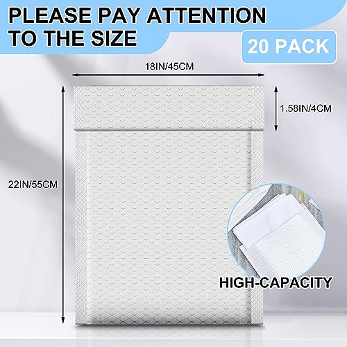 Ireer 20 Pack Extra Large 18 x 22\" Bubble Mailers Poly Padded Envelopes Cushioned Mailing Envelopes Bubble Padded Mailers Self Adhesive Waterproof Shipping Bags for Business Christmas Gift Packaging