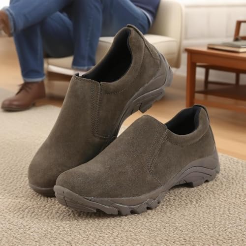 Image of Men's Leather Slip-on Shoes, Lightweight Comfortable Versatile Stylish Loafers with Steel Shank