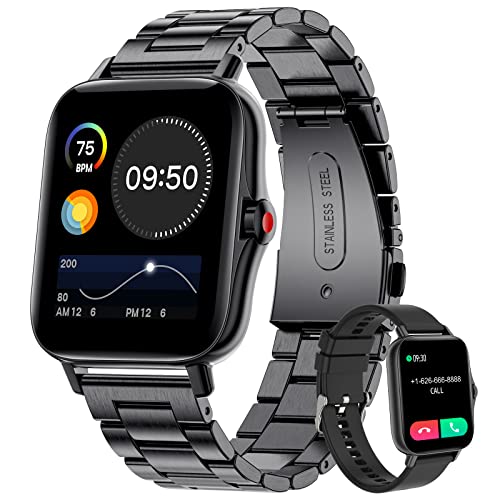 SIEMORL Smartwatch Herren mit Telefonfunktion, 2022 1,7" Zoll SmartWatch Herren Armbanduhr mit Pulsuhr Schlafmonitor,IP67 Wasserdicht 8 Sportmodi Schrittzähler Uhr Android iOS Schwarz Cover