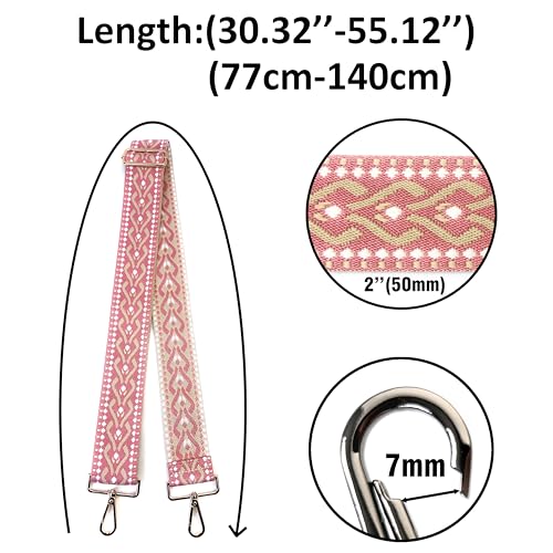 Image of Purse Strap Replacement for Crossbody Bags & Handbags | Premium Webbing with Light Gold Hardware Clip-On Installation Adjustable Length Comfortable Wide Guitar Style Strap