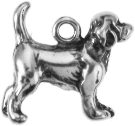 Sterling Silver 3D Dog Charm Beagle Artículo #44522, Plata esterlina
