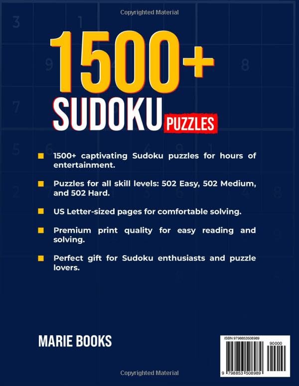 Miniatura 2 de 1500+ Sudoku Puzzles for Adults A Vast Collection of Easy to Hard Sudoku Puzzles for Adults