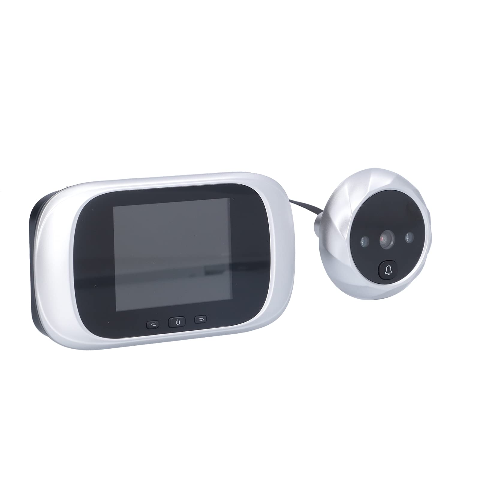 Cámara de timbre digital Pantalla LCD de 2,8 pulgadas Visión nocturna infrarroja Cámara de seguridad con visión gran angular para oficina en casa Material ABS Diseño compacto y (Argent)