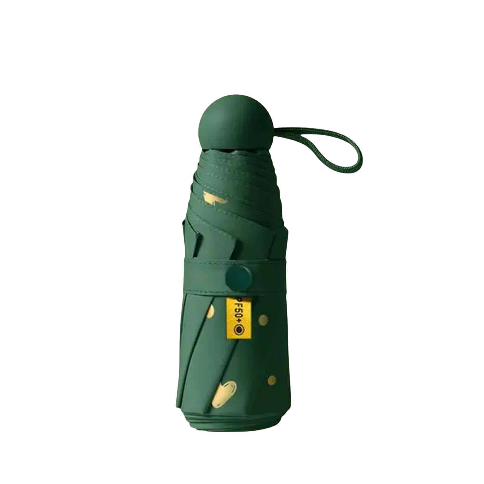 MdybF Ombrello Mini Capsule Ombrello Tascabile Leggero Ombrello Piovoso Per Sole E Ombrello Di Pioggia-Verde Scuro