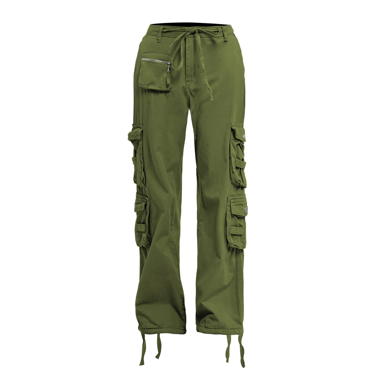 Cargo Pants Women Tactical Baggy Hiking Cargo Pants with 9 Pockets Cotton Military Casual Army Combat Work Pants Army Green Small