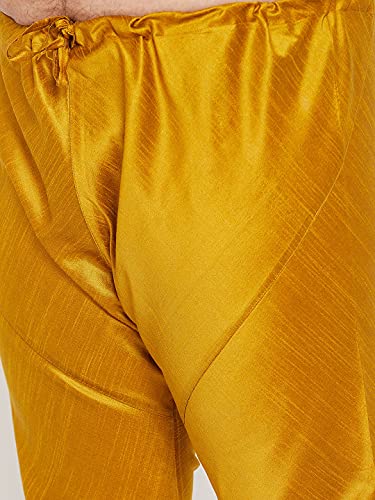 Image of VASTRAMAY Plus Size Men's Silk Blend Kurta Set-New Mustard