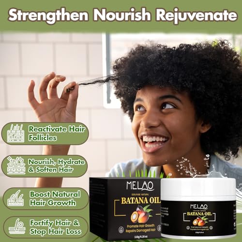 Real Batana Hair Oil for Growth - 100% Pure & Organic, Raw Batana Oil, Unrefined, Premium Quality with a Pleasant Fragrance, Designed for Dry Hair, Promotes Healthy, Thick Hair, Black — view 2