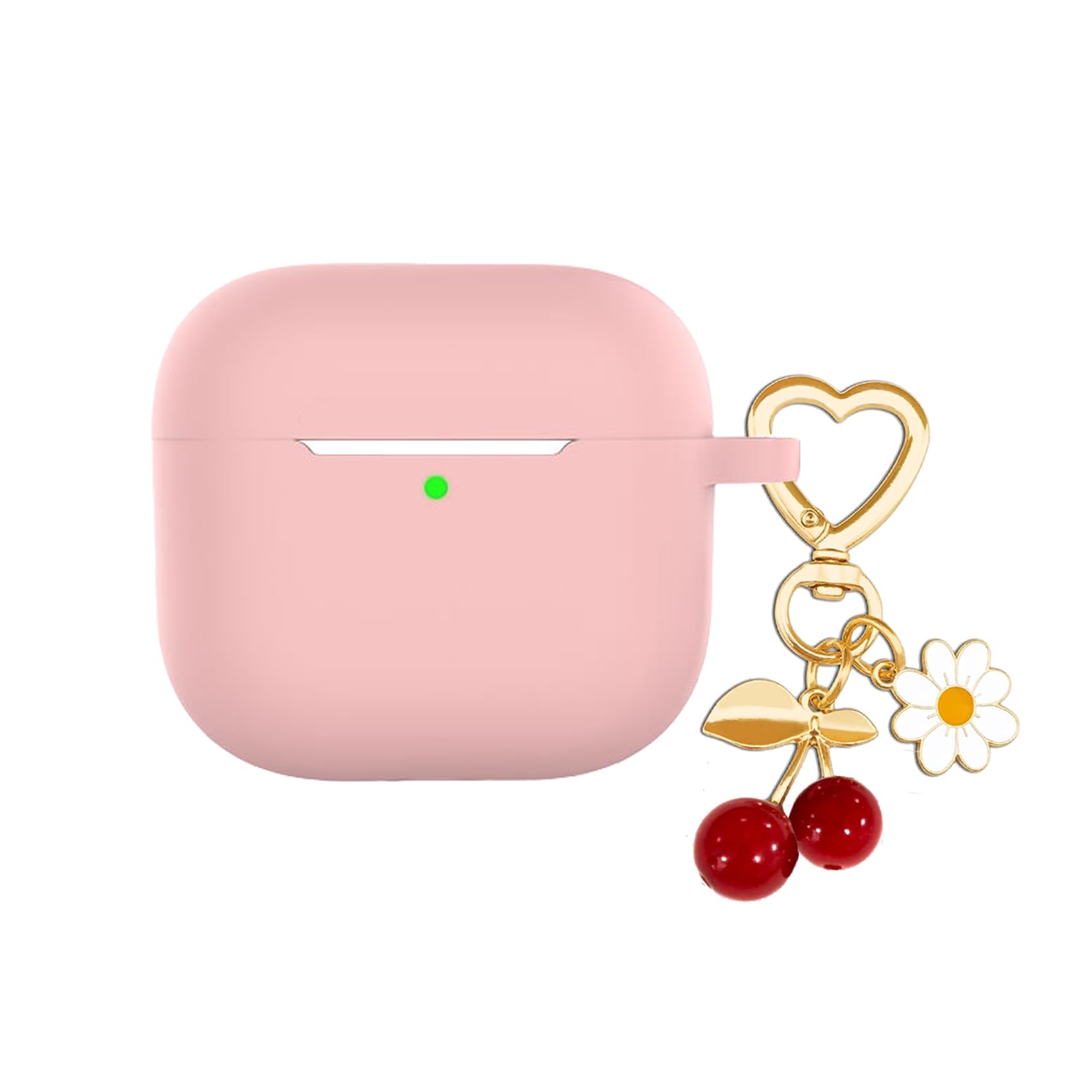 AGAOSH Protective Case for Airpods 4 with Cute Cherry Charm Heart Keychain,Soft Silicone Airpod 4 Daisy Key Chains Accessoriesfor Apple Airpods 4th