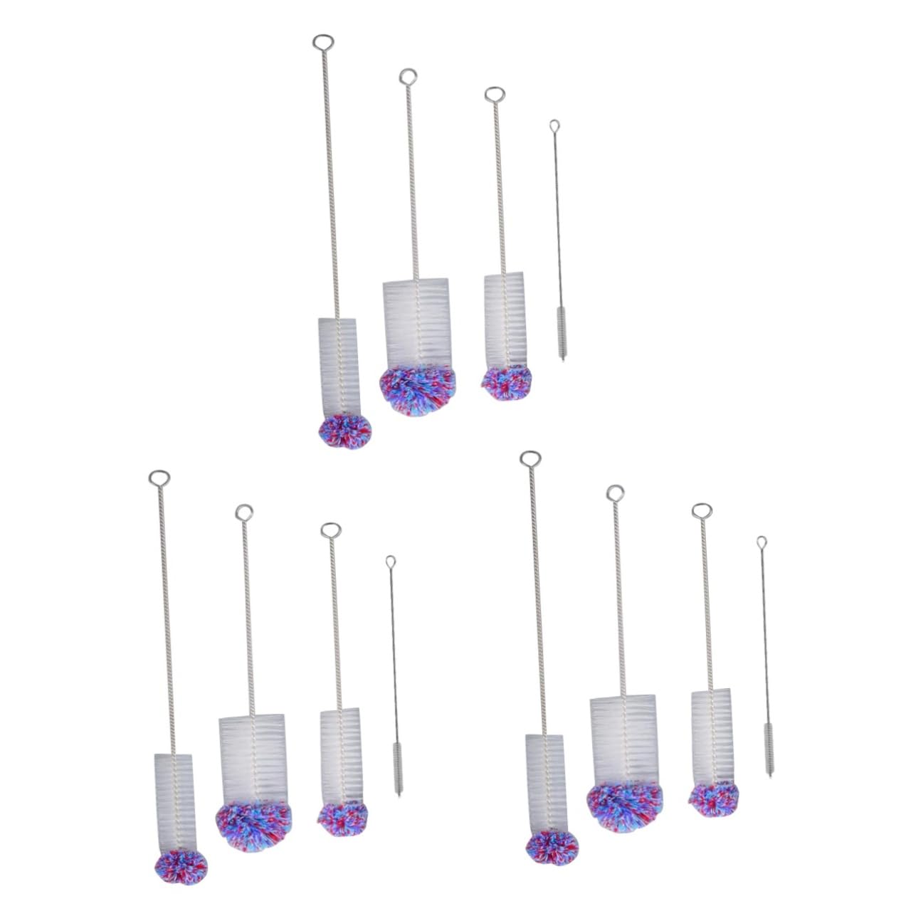 FOMIYES 12 Pcs Long Handle Brush Cleaning Supplies Cleaning Ball Cleaning Brush Bottle Brush Cleaning Brush Multifunction Cleaning Brush Kettle Brush Tea Set Cotton Ball Purple