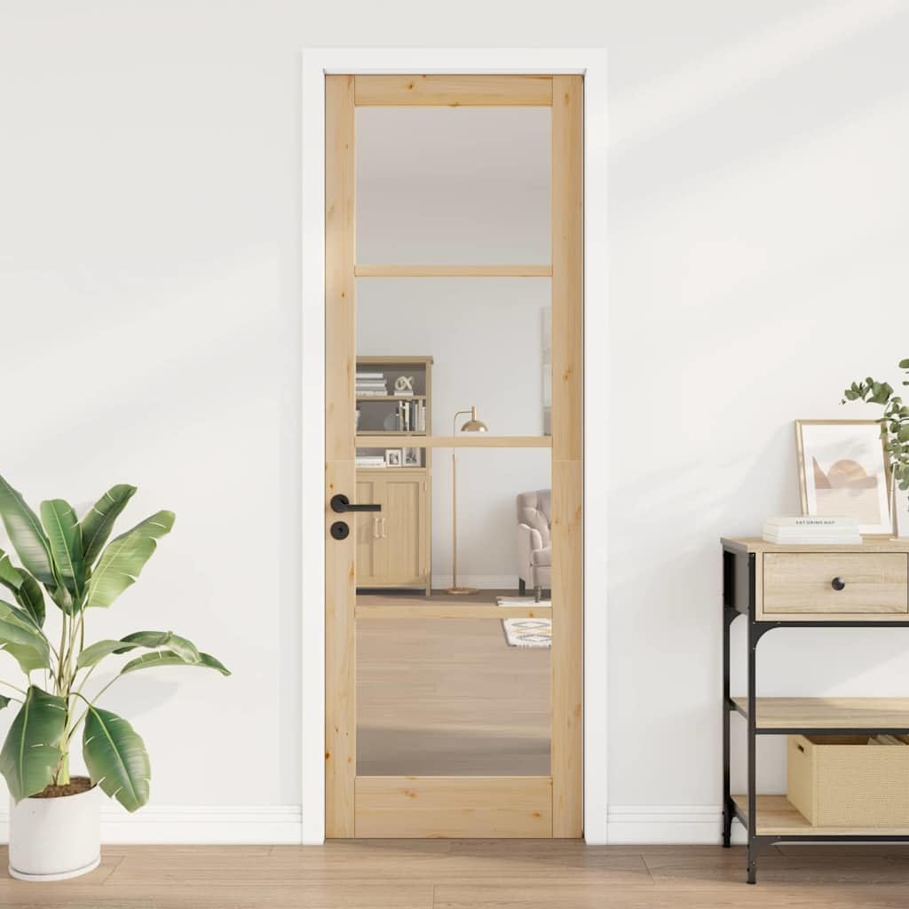vidaXL Interior Tür ORKDAL Braun 78 x 232 cm, Stylische, minimalistische Zimmertür – perfekt für Wohnzimmer, moderne Küchen, elegantes Kiefernholz oder Glasplatte