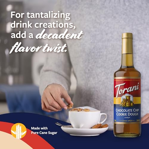 Image of Torani Coffee Syrup, Chocolate Chip Cookie Dough Flavored Syrup for Drinks, Glass Bottle with Pump Included, 25.4 Fl Oz