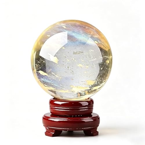 NIBHZ Crystal Meditation Divnation Sphere Feng Shui Crystal Ball, Decorative Ball with Wooden Stand,130mm