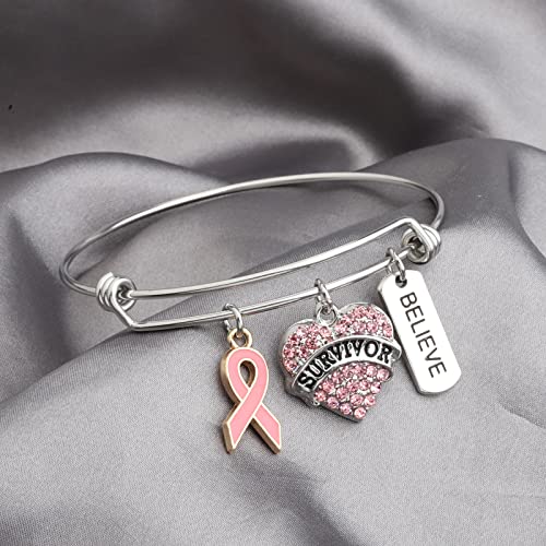 Gzrlyf Breast Cancer Survivor Bracelet Necklace Breast Cancer Awareness Gifts for Survivor Fighter3