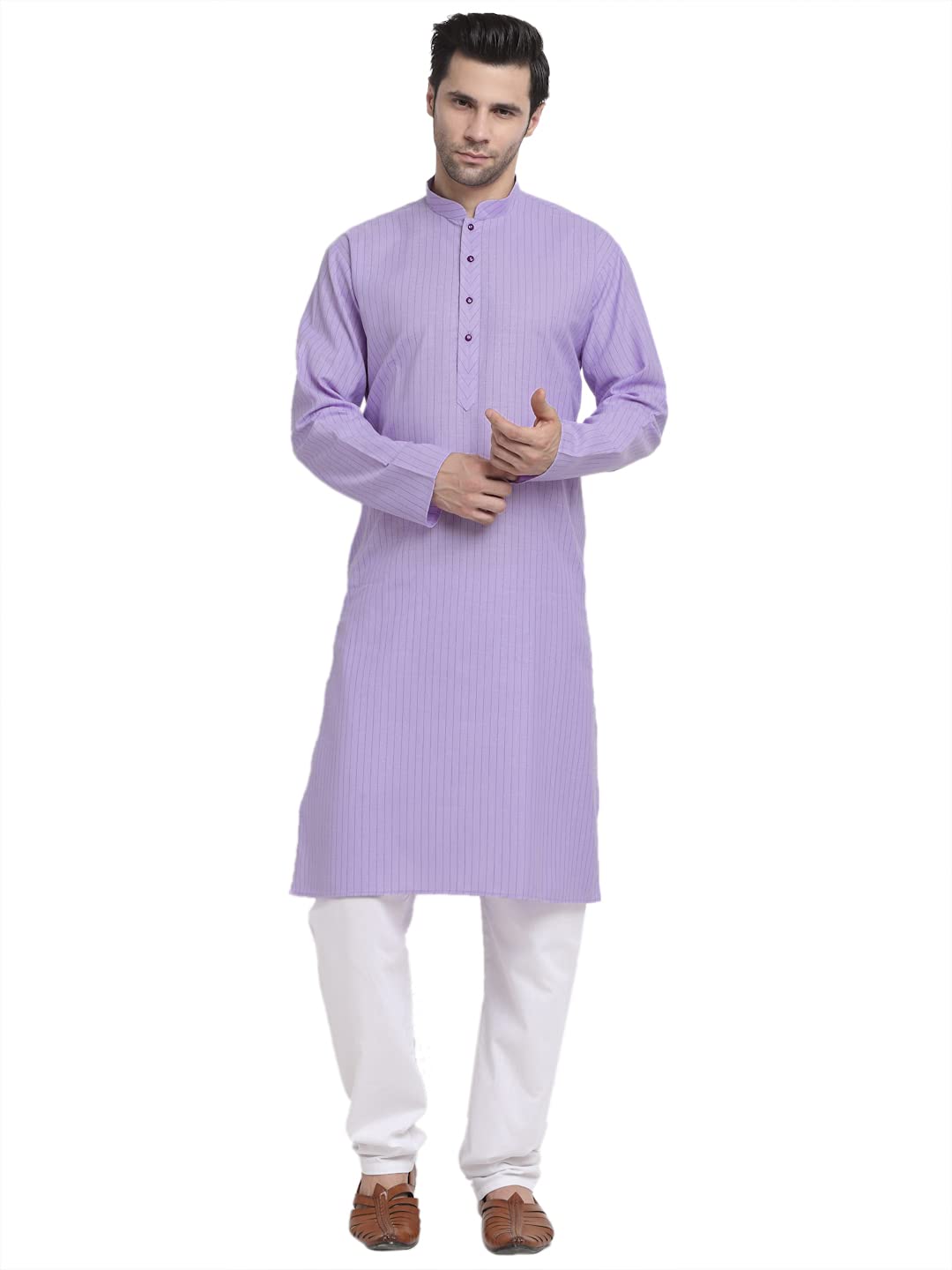 Men Cotton Striped Kurta Pyjama Set-image-35