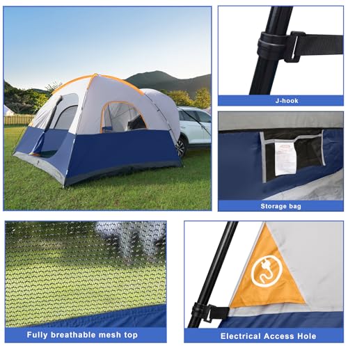 Image of UNP SUV Dome Tent for Camping, Outdoor 6 Person Car Camping Tent, Easy Set Up SUV Tailgate Tent with Rainfly 10' x 10' Vehicle Camping Tent | for Camping