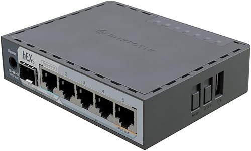 MikroTik hEX S (2025) E60iUGS Un enrutador con cable compacto y asequible con un puerto SFP de 2.5G, 5x Gigabit Ethernet, salida PoE, USB y una CPU