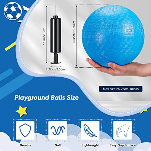 Honoson 12 Pack Playground Ball 8.5 Inch Dodgeballs For Kids Adults Bouncy Kickball Handball Set Rubber Inflatable Ball With Hand Pump And Storage Bags For Indoor Outdoor Schoolyard Games, Blue #TOP1