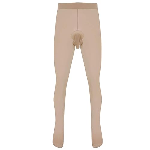 Alvivi Men's Stretchy Pantyhose Seamless Stockings Sexy Lingerie Skinny Tights Legging Hosiery - Nude&closed Toe Open Sheath