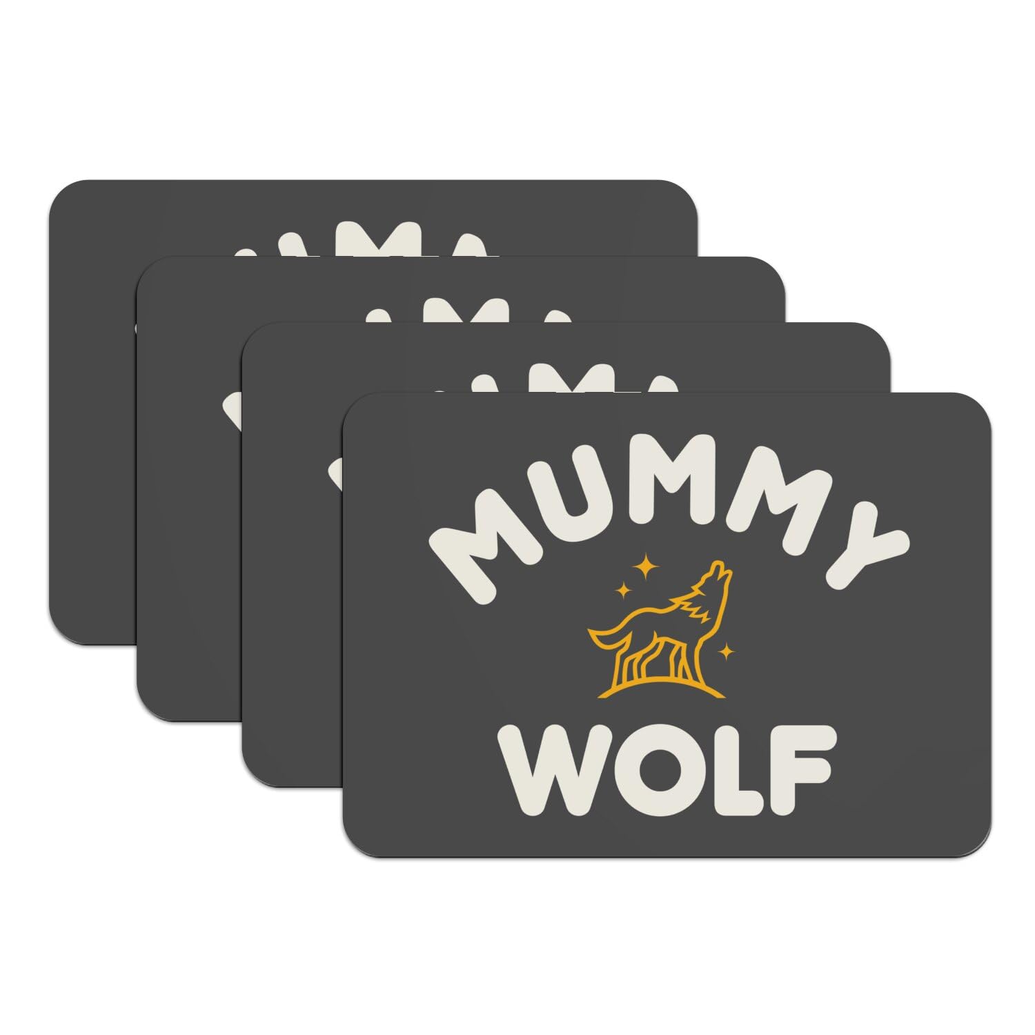 Dessous de table caoutchouc noir grand format set de table loup mignon x4