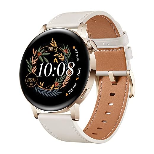HUAWEI Watch GT 3 42 mm Smartwatch, Reloj Deportivo, con Monitorización SpO2, Pantalla Grande, Entrenamiento, Reloj Inteligente Versión Española, Dorado, Correa de Cuero Blanco
