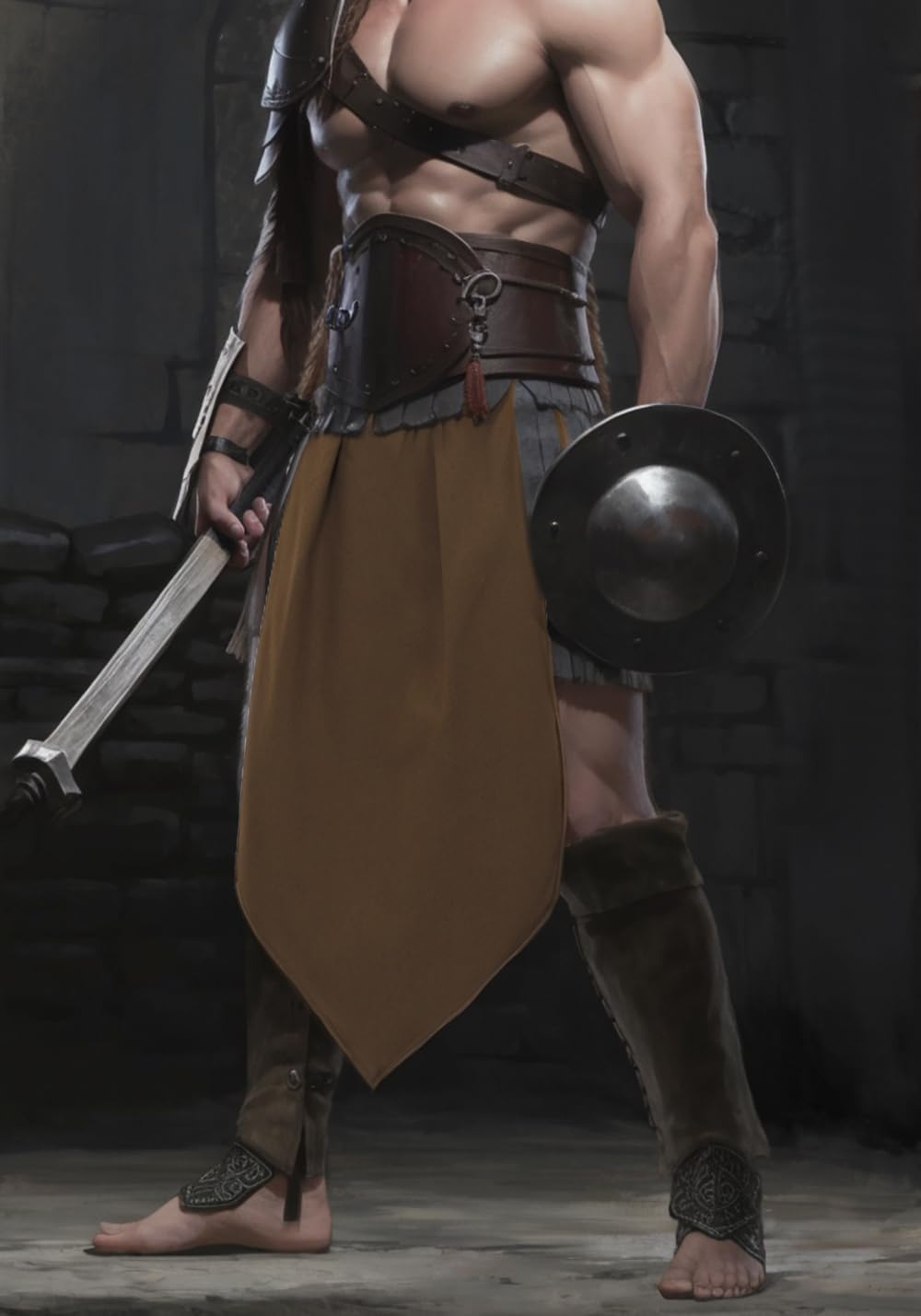 FURPHI Medieval Linen Loincloth for Men Renaissance Warrior Knight Cosplay Costume Accessories - Image 5