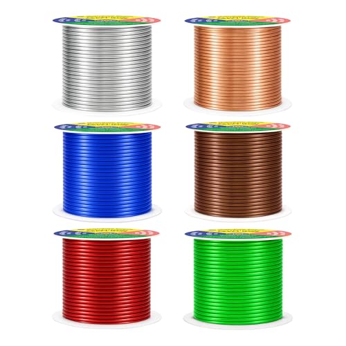 Image of Mandala Crafts 14 GA Green Brown Red Assorted Anodized Aluminum Craft Wire | 330 FT, Colored, Flexible, Bendable for Bonsai Armature Sculpting Wire Wrapping Jewelry Making, Weather & Tarnish Resistant