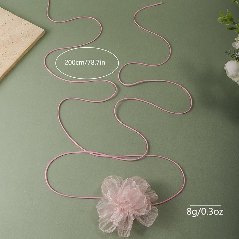 Vintage Large Flower Choker Necklace Long Suede Wrap Necklace Layered Handmade Floral Collar Bridal Wedding Party Summer for Women - Image 5