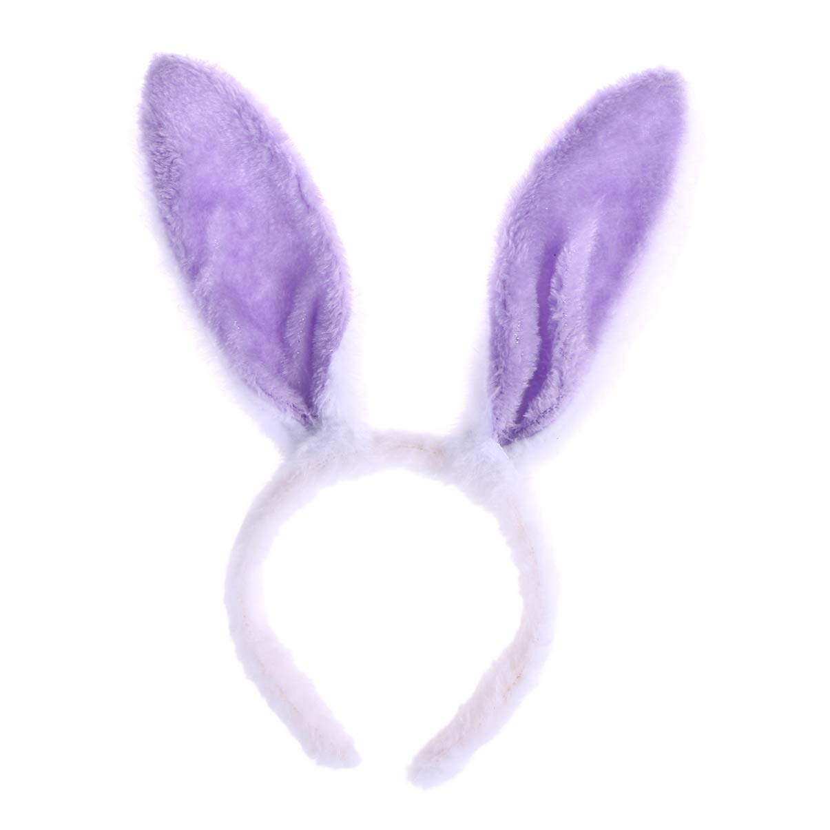Amosfun Rabbit Ear Headband Plush Bunny Ears Hairband Soft Fleece Easter Party Accessory Comfortable Kids Birthday Decoration 4.5In X 4.5In X 10.6In White