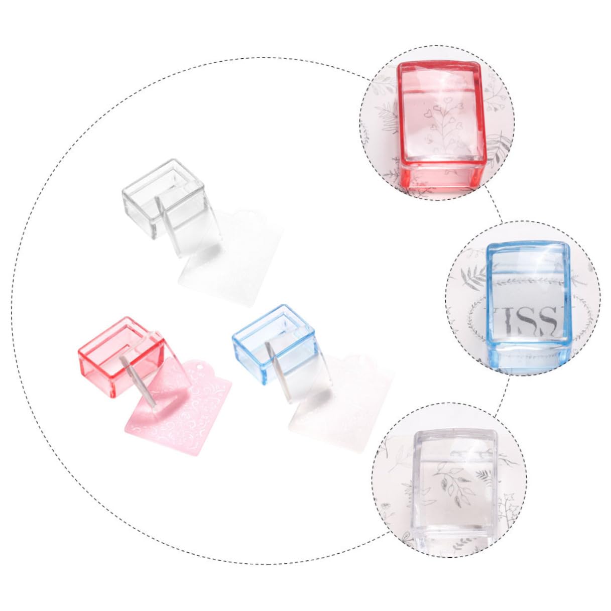 3Pcs Nail Art DIY Stampers with Transparent Seals for Manicure Precision Stamping Use Nail Art Tools for Creative Designs Saving Decoration