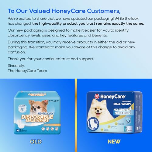 HONEY CARE All-Absorb A27 Male Dog Wrap, 50 Count, Extra Small