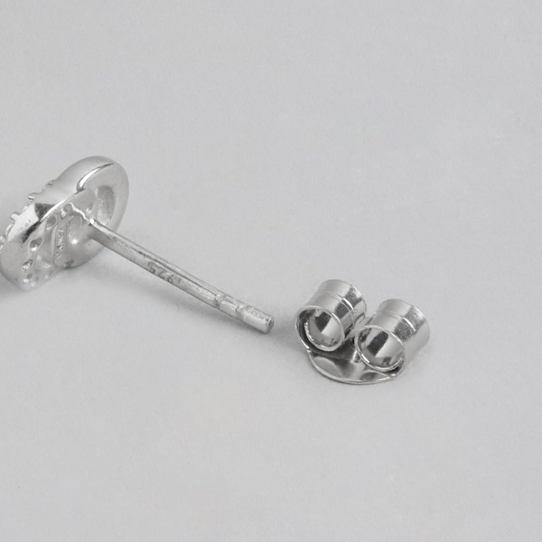 925 Silver CZ Gilded Circles Rhodium Stud Earrings