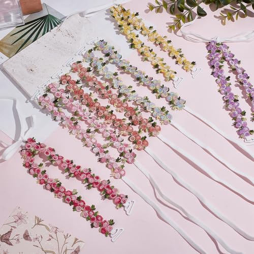 Image of FREEBLOSS 6 Pairs Decorative Floral Bra Straps Removable Invisible Bra Straps Replacement 6 Styles Adjustable Lingerie Strap for Women, 1 inch in Width