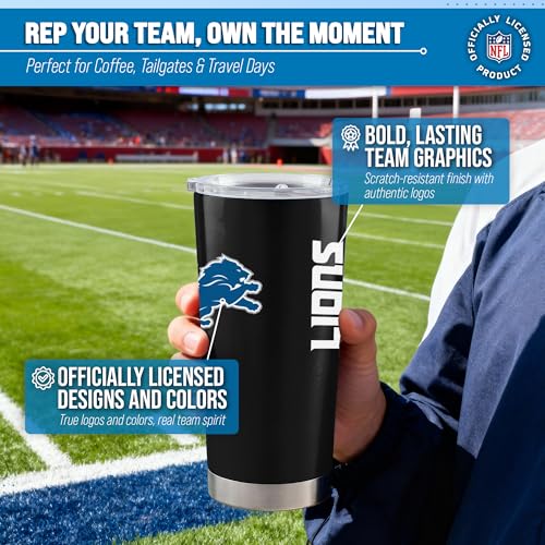 Image of Detroit Lions NFL 20oz Stainless Steel Insulated Tumbler, Slider Lid