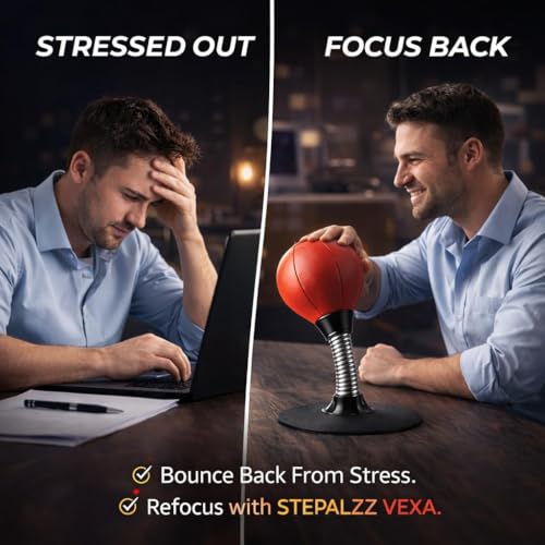 Image of Desktop Punching Bag for Stress Relief, Suction Base Boxing Ball, Strong Rebound Spring, Office Desk Stress Buster Toy for Adults and Kids