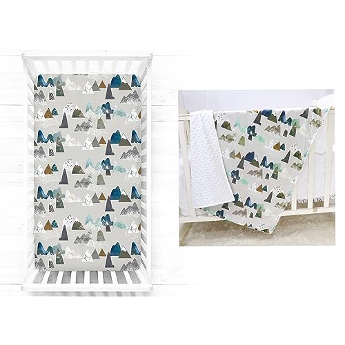 Image of TANOFAR Fitted Crib Sheet Boysand Baby Blankets, Montains Minky Toddler Blanket Organic Cotton Crib Sheet for Boys Girls