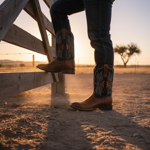 Image of SUREWAY Cowboy Boots For Men Square Toe Western Boot