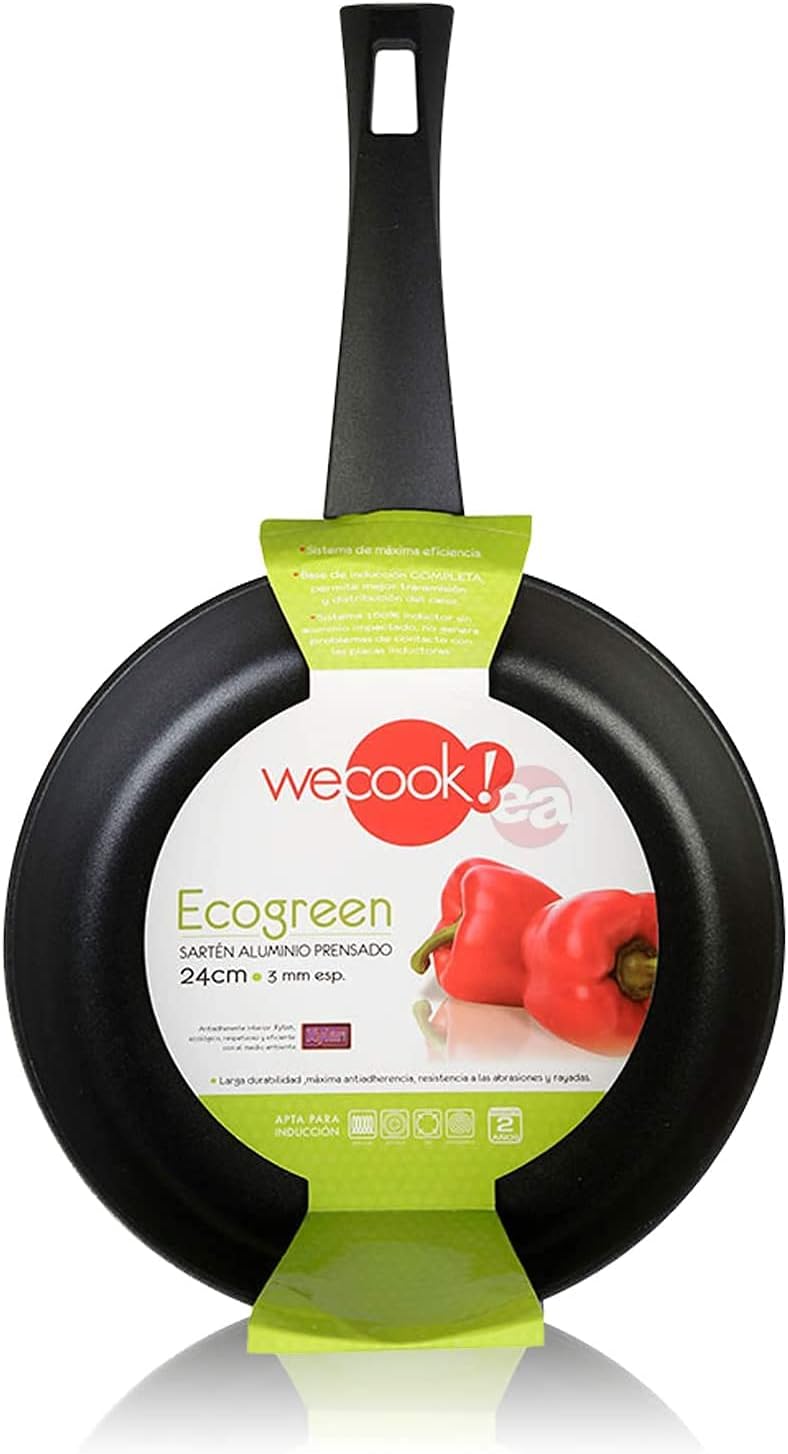 WECOOK!Ecogreen XYLAN Plus Frying Pan, 28 cm, Non-Stick Coating, Ecological PFOA-Free, Pressed Aluminium, 3 mm Thick, Vitroceramic, Gas, Dishwasher