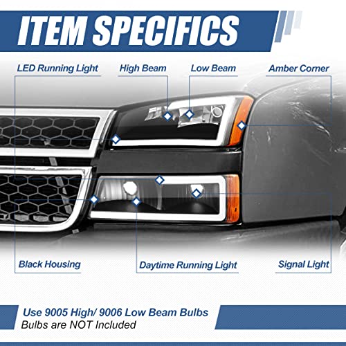 Image of Auto Dynasty LED DRL Headlights for 03-07 Silverado Avalanche 1500 Classic