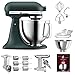 KitchenAid Küchenmaschine - P21 Profi Set Deluxe 185er (AM) - 5KSM185PSEPP inkl. Gemüseschneider (MVSA), Zusatztrommeln (EMVSC), Fleischwolf Ganzmetall (5KSMMGA) und Kochbuch (Kochen & Backen)