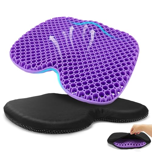 EOJDDPA Extragroße Orthopädische Gelkissen-Sitzkissen 48x38x5cm Wabenstruktur für Starke Stütze Komfort im Gesäß ideal als Sitzauflage Auto Sitzkissen Bürostuhl & Rollstuhlkissen (Lila)