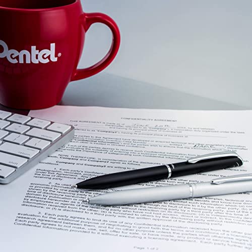Pentel Caneta de gel estilo EnerGel (0,7 mm), linha média, barril preto - BL2007AABX