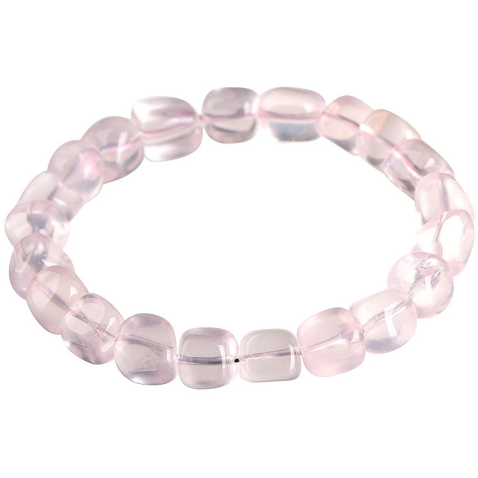 Pulseras Naturales de Forma Irregular, Pulsera de Cuarzo Rosa, Pulsera elástica de Piedras Preciosas Rosas Naturales para Amor, energía Positiva, Yoga meditación Unisex Equilibrio,4a,6 * 7MM
