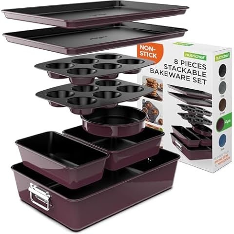 NutriChef 8-Piece Non-Stick Bakeware Set Cover
