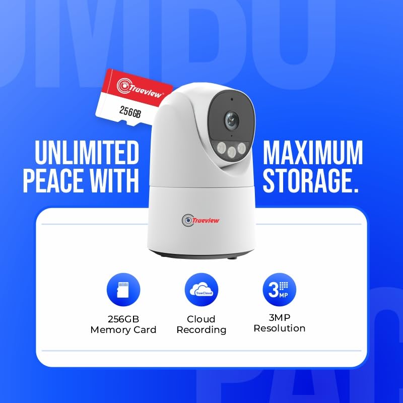 Image of Trueview 3MP Smart Wi-Fi Robot Home Security Camera (Pack of 2) - 360 Pan-Tilt, All-Time Color Night Vision, Smart AI Motion Tracking, 2-Way Audio, BIS-ER (STQC Certified) T18296S