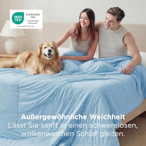 BEDSURE Bettdecke Ohne Bezug Kühlende - Bettdecke 135x200 Kühldecken zum Schlafen - Leicht Atmungsaktiv Schweißfrei Cooling Blanket Für Nachtschwitzer Doppelseitige Kühlende Decke, Blau