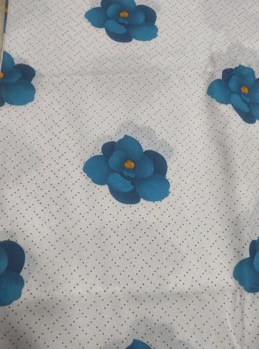Image of Cotton Print(Unstitched Fabric for Girl /Women,Width-44 inch,Length-5 Meter,for Making Full All Over Suit,Kurti,Gown,Palazo,Dress Material,Tunics,Top,Maxi,Nighty.Free Size, White Ferozi 5 Meter